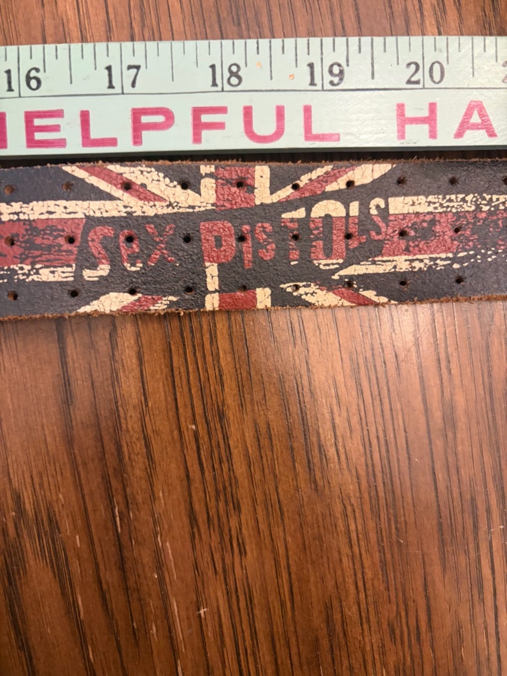 Sex Pistols Bravado distressed men’s  Leather Belt with Distressed Union Jack. L - Picture 3 of 10
